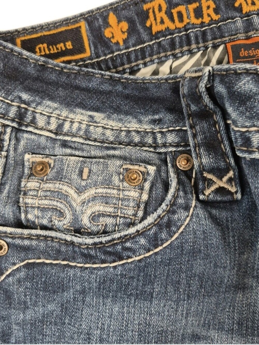 Rock Revival Muno Womens Low Rise Jeans Sz 27 Strait Leg EUC Sku691